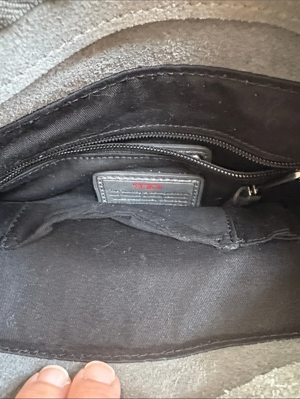Tumi dark grey Leather Messenger Tote Bag